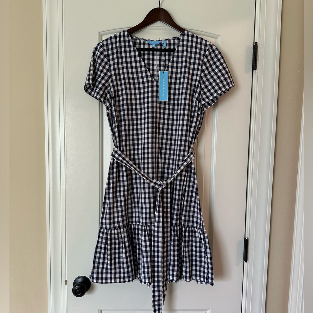 NWT Draper James Blue and White Gingham Dress, Size M